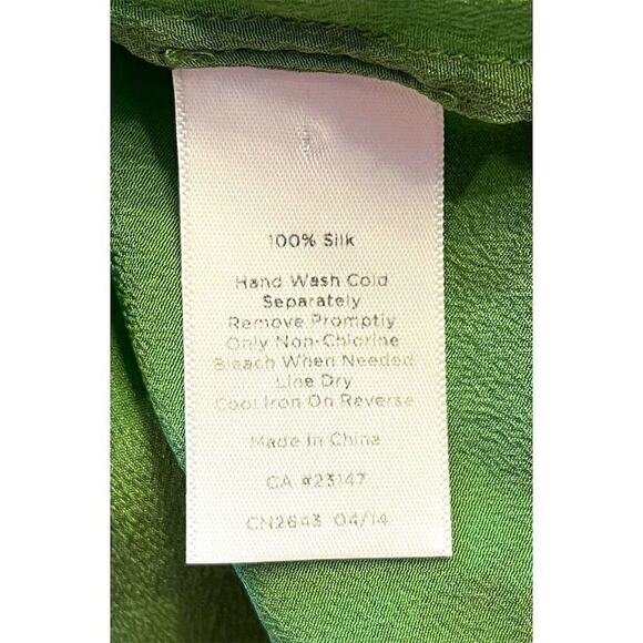 Talbots Petites Silk Blouse 14 Green Long Sleeve Casual Top Button Up Grannycore - Picture 9 of 9